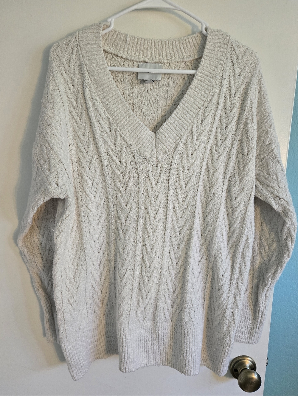 Pink Rose White Knit Lounge Sweater Size XL - Picture 1 of 4